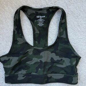 ALL ACCESS Front Row Green Camo Sports Bra, Size S